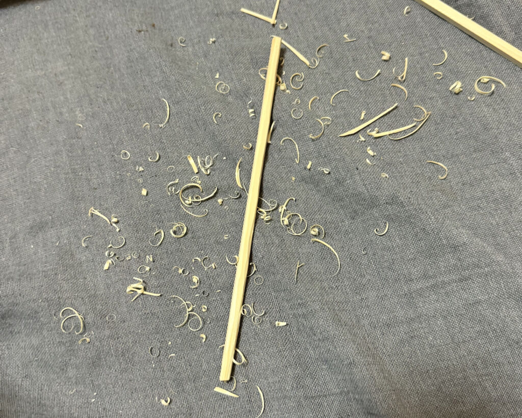 木の棒全長の面取り完了